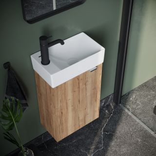 Подвесная тумба под раковину Sancos Mini MN35EGL левая 35см дуб галифакс натуральный